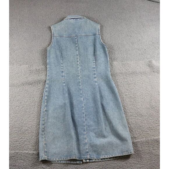 Newport New Jeanology Jean Dress Womens 6 Denim Snap Button Vtg Hong Kong Y2K - Picture 2 of 8